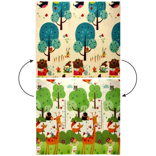 Dvostrana edukativna sklopiva podloga 180×200×1 cm sa životinjama i drvećem + torba
