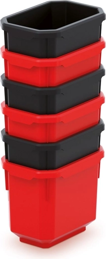 Set od 6 plastičnih kutija za alat TITAN BOX 110 × 75 × 263 mm – crna/crvena