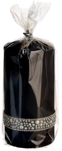 Valjkasta svijeća Pearl crna 7 × 14 cm