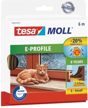 Brtva za prozore i vrata E 9×4 mm, smeđa, 6 m