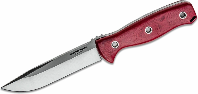 Vanjski nož Condor Bushcraft Bliss, 12,2 cm, crvena Micarta, futrola Kydex + koža