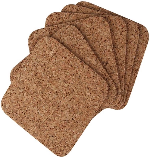 Set četvrtastih podmetača od pluta 10 × 10 cm, 6 kom