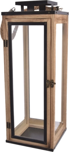 Velika dekorativna lanterna bež 50 cm drvo i metal