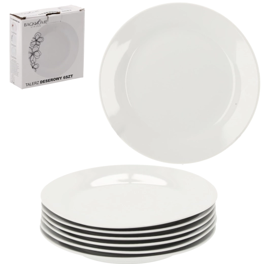 Set bijelih desertnih tanjura od kaljenog stakla 19 cm (6 kom)