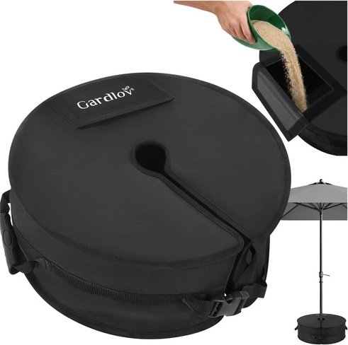 Pješčanom punjiva utežna vreća za suncobran Gardlov, 40 kg, 48 cm, crna
