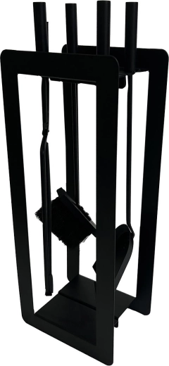 Set pribora za kamin 60 cm – crni metalni, 4-dijelni sa stalakom