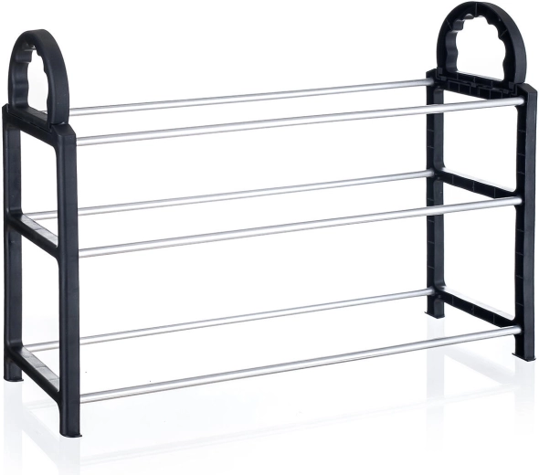 Stalak za cipele Bolton s 3 razine 65 × 17 × 42 cm crni