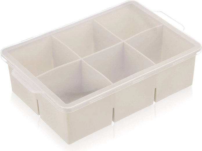 Silikonski kalup za XXL kocke leda s poklopcem, bež 18,5 × 12 × 5 cm