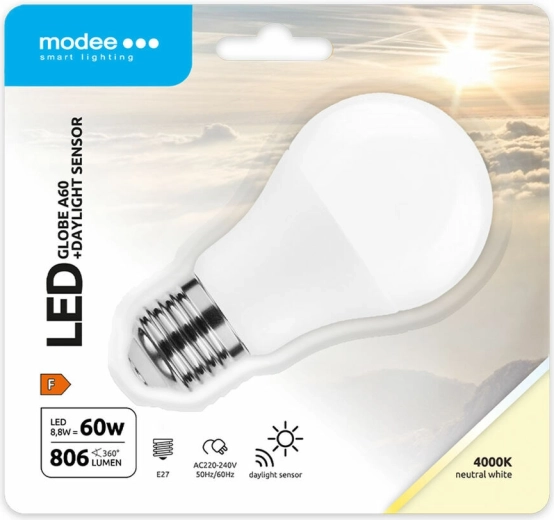 Modee Lighting LED pametna žarulja A60 8,8 W E27, neutralno bijela sa svjetlosnim senzorom