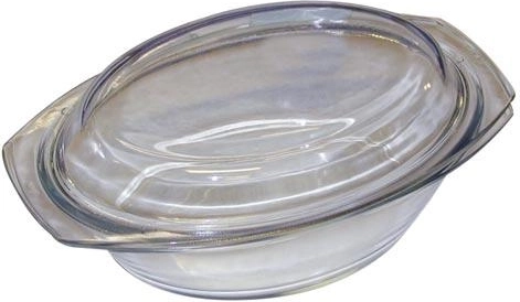 Ovalna staklena posuda za pečenje s poklopcem 3,0 + 1,4 l, 35,4 × 21,3 cm