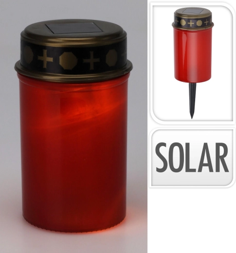 Grobna LED svijeća sa solarnim punjenjem, kolac, 12 cm