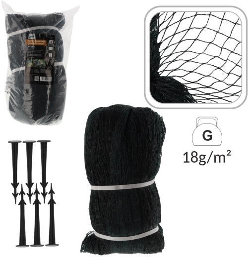 Zaštitna mreža protiv ptica 8 × 14 m, 18 g/m² + 16 plastičnih klinova