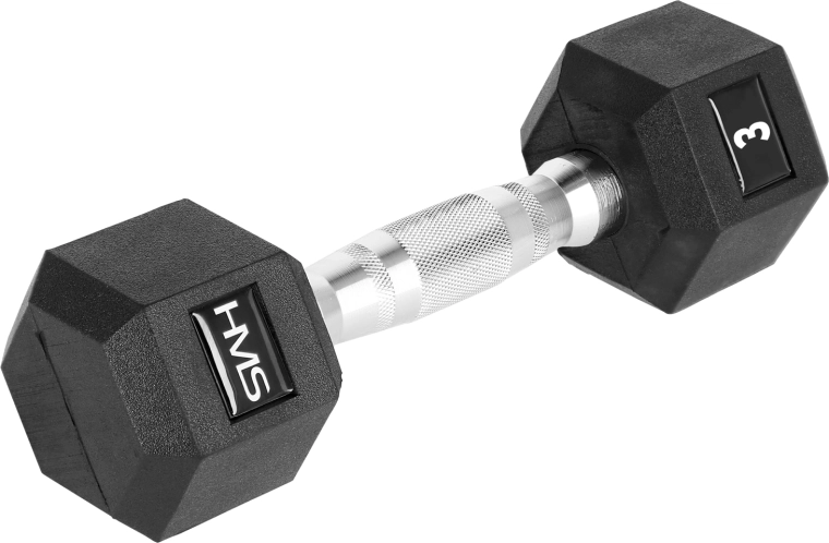 Šesterokutna jednoručna bučica HMS HEX PRO 3 kg