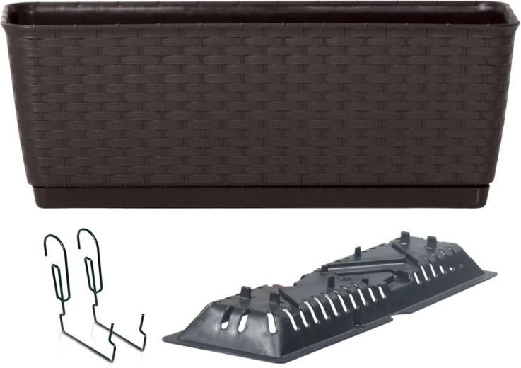 Viseća ratan žardinjera s kukama RATOLLA PW 40 cm – umbra