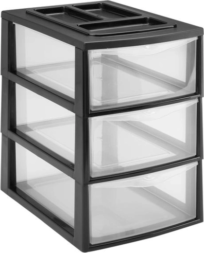 Plastični regal s 3 ladice HEIDRUN 38 × 27 × 38 cm