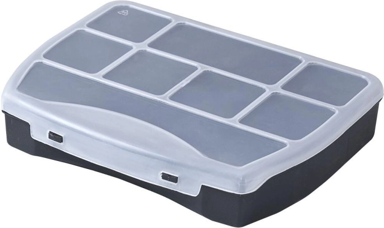Organizator DOMINO 190 × 155 × 37 mm, crni/prozirni