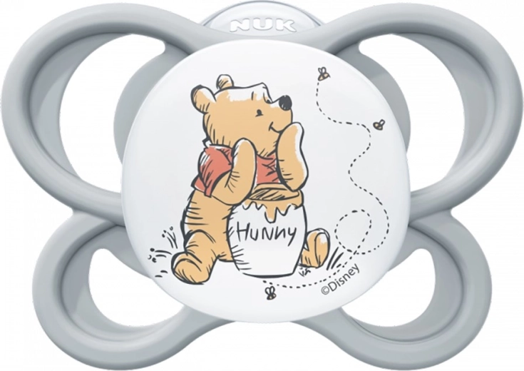 Duda NUK Perfect Match Air DISNEY Medvjedić Pooh, silikonska, 0–6 mjeseci, siva