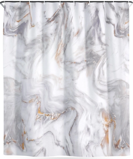 Vodootporna zavjesa za tuš s mramornim uzorkom 180 × 180 cm s kukicama