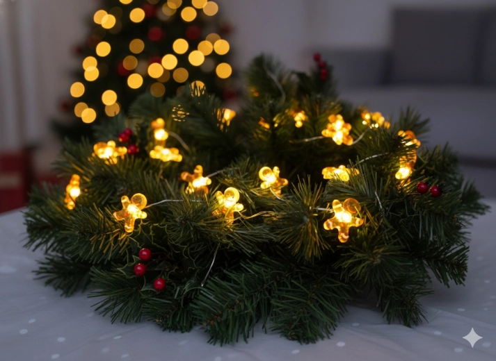 Svjetlosni lanac LED s čovječuljcima od medenjaka, 20 LED, na baterije
