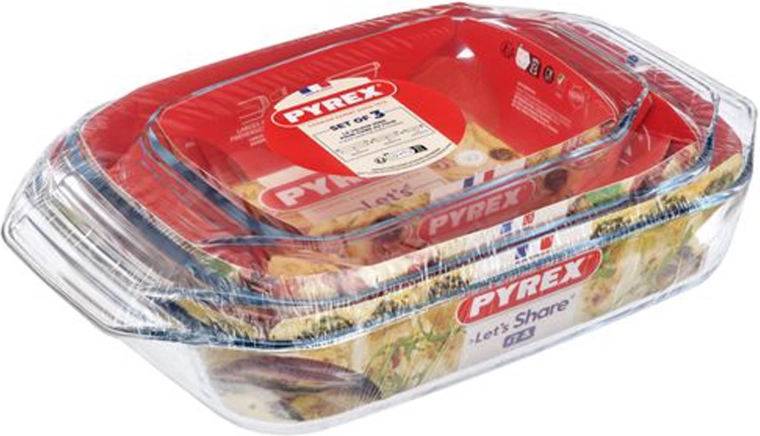Set staklenih posuda za pečenje PYREX 3 kom (1,4 l + 3 l + 4 l)