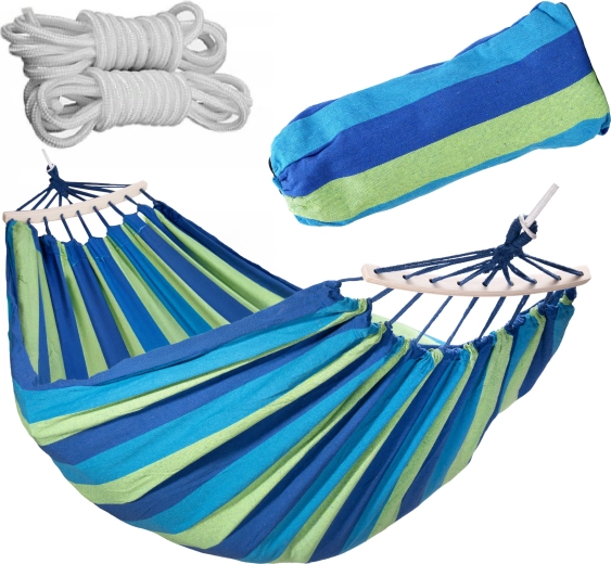 Vrtna dvostruka viseća mreža XXL 250 × 150 cm s potpornim letvicama i putnom torbom