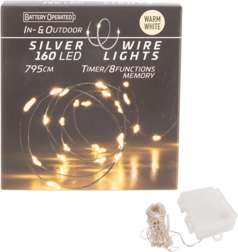 LED svjetlosni lanac na žici 160 LED žuto svjetlo s timerom (za unutarnju i vanjsku upotrebu)