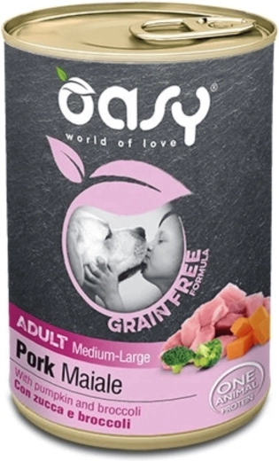 Oasy Grain Free konzerva za odrasle pse srednjih i velikih pasmina – svinjetina 400 g