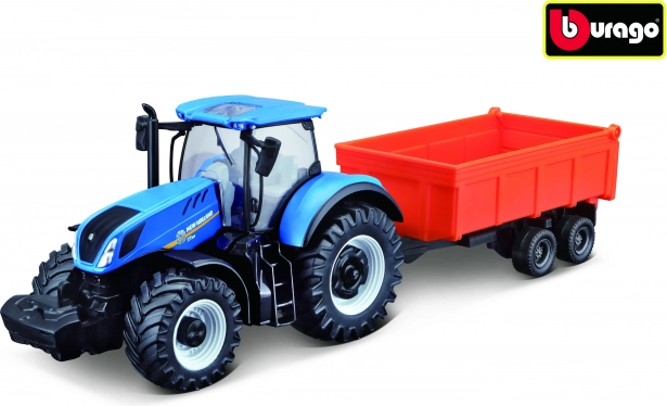 Bburago Farmland traktor NEW HOLLAND T7.315 HD s kiperskom prikolicom 10 cm