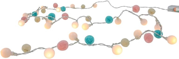 Svjetlosni lanac s timerom, 20 LED i 20 ukrasa, 150 cm