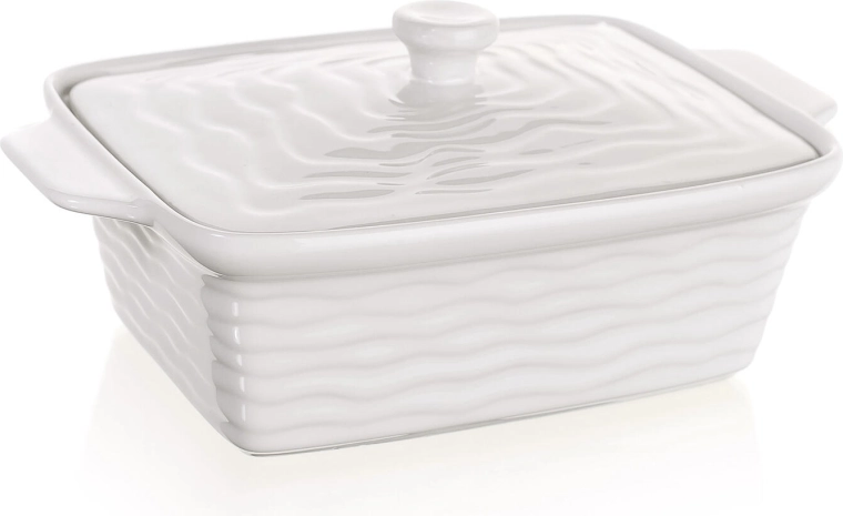 Keramička posuda s poklopcem za pečenje 28 × 18 cm Culinaria white