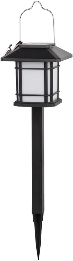 Solarna vrtna lanterna s kolcem, 12 LED, nehrđajući čelik i crna, 40 cm