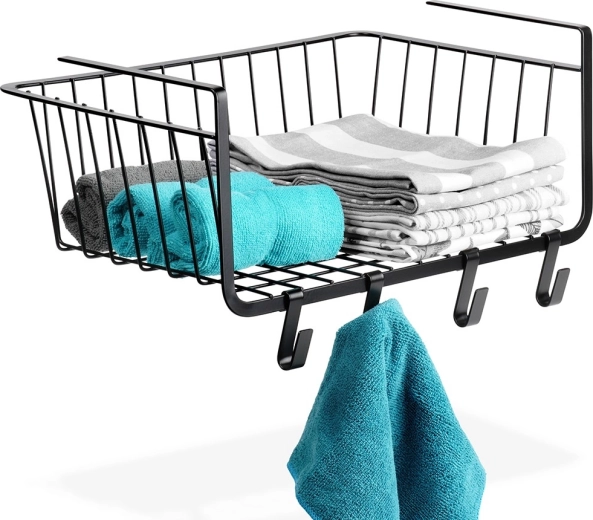 Viseća metalna košara ispod police, crna 40,5 × 26 × 16 cm