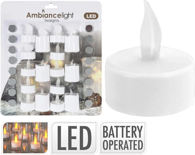 LED čajne svijeće bijele 3,5 cm s baterijama (16 kom)