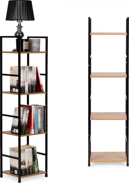 Moderna drvena polica s metalnim okvirom LOFT, 4 police