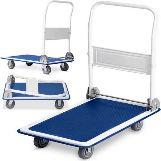 Sklopiva transportna kolica s platformom 300 kg Humberg HM-506, bijelo-plava