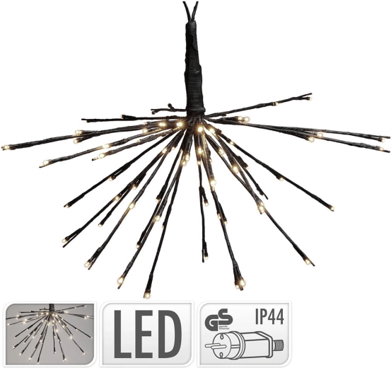 Viseća svjetlosna dekoracija 45 cm, 72 LED, toplo bijela, crna