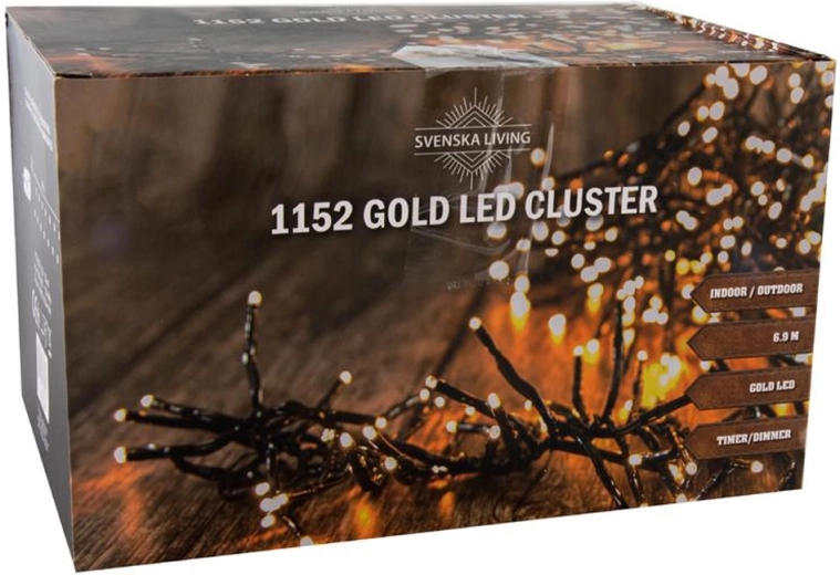 Božićni svjetlosni lanac klaster 1152 LED 6,9 m, topla zlatna