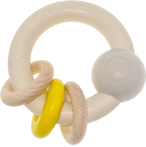 Hess drvene zvečke s kuglicom i prstenovima žute