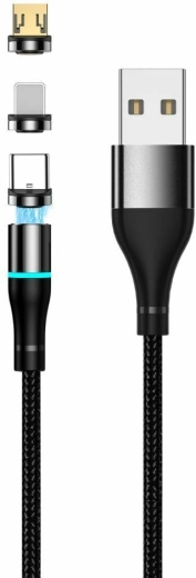 Setty magnetski USB kabel 1 m, 2 A, najlon, crni