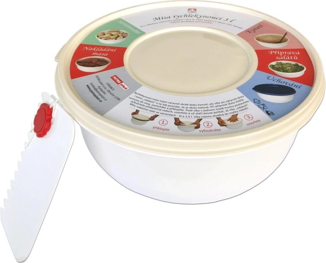 Posuda za brzo dizanje i miksanje 3 l s poklopcem, plastika, mješavina boja + strugalice gratis