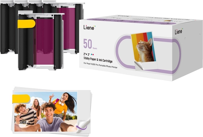 Liene foto papir 2×3" samoljepljiv, 50 listova + 5 tintnih uložaka