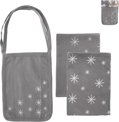 Pamučne kuhinjske krpe s motivom pahuljice 2 kom + torbica