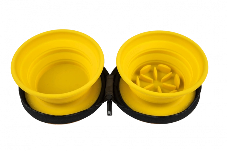 Putna dupla zdjelica sa usporivačem hranjenja Kiwi Walker – narančasta, 2 kom