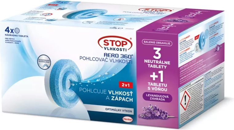 Ceresit Stop vlage Aero 360° zamjenske tablete 2 u 1, 3× neutralne + 1× lavanda