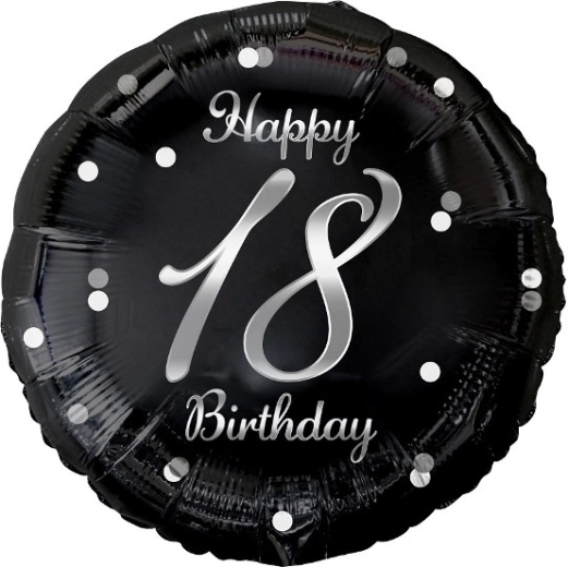 Folijski balon Happy 18 Birthday crni 18"