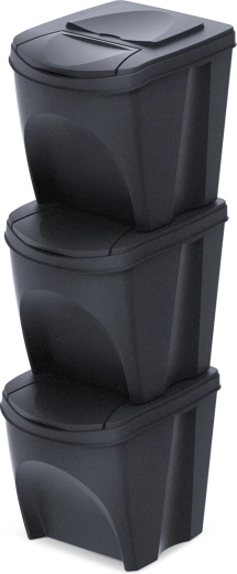 Set od 3 kanti za razvrstavanje otpada Sortibox Eco Wood 3×25 l – antracit