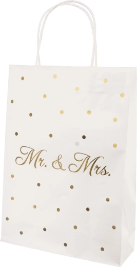 Poklon vrećica Mr./Mrs. bijela 26 × 10 × 32 cm