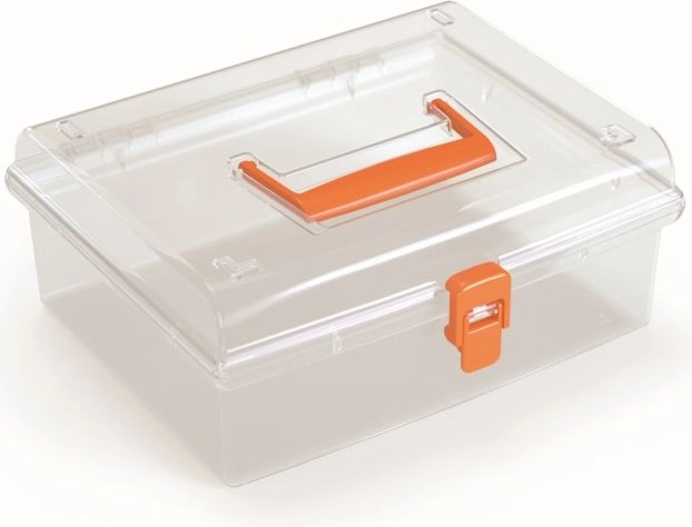 Plastični organizator s prozirnim poklopcem, narančasti 245 × 214 × 100 mm