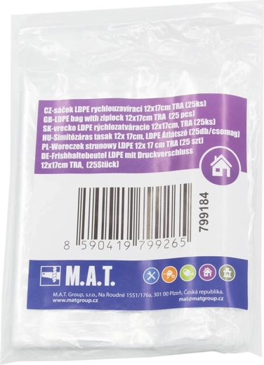 LDPE vrećice s brzim zatvaranjem 12 × 17 cm, 25 kom