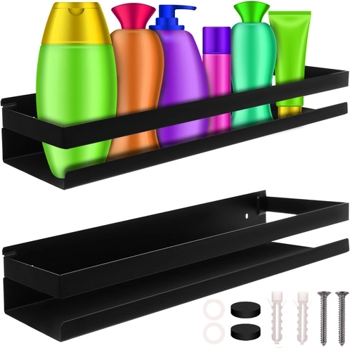 Crna zidna kupaonska polica od nehrđajućeg čelika 50 cm